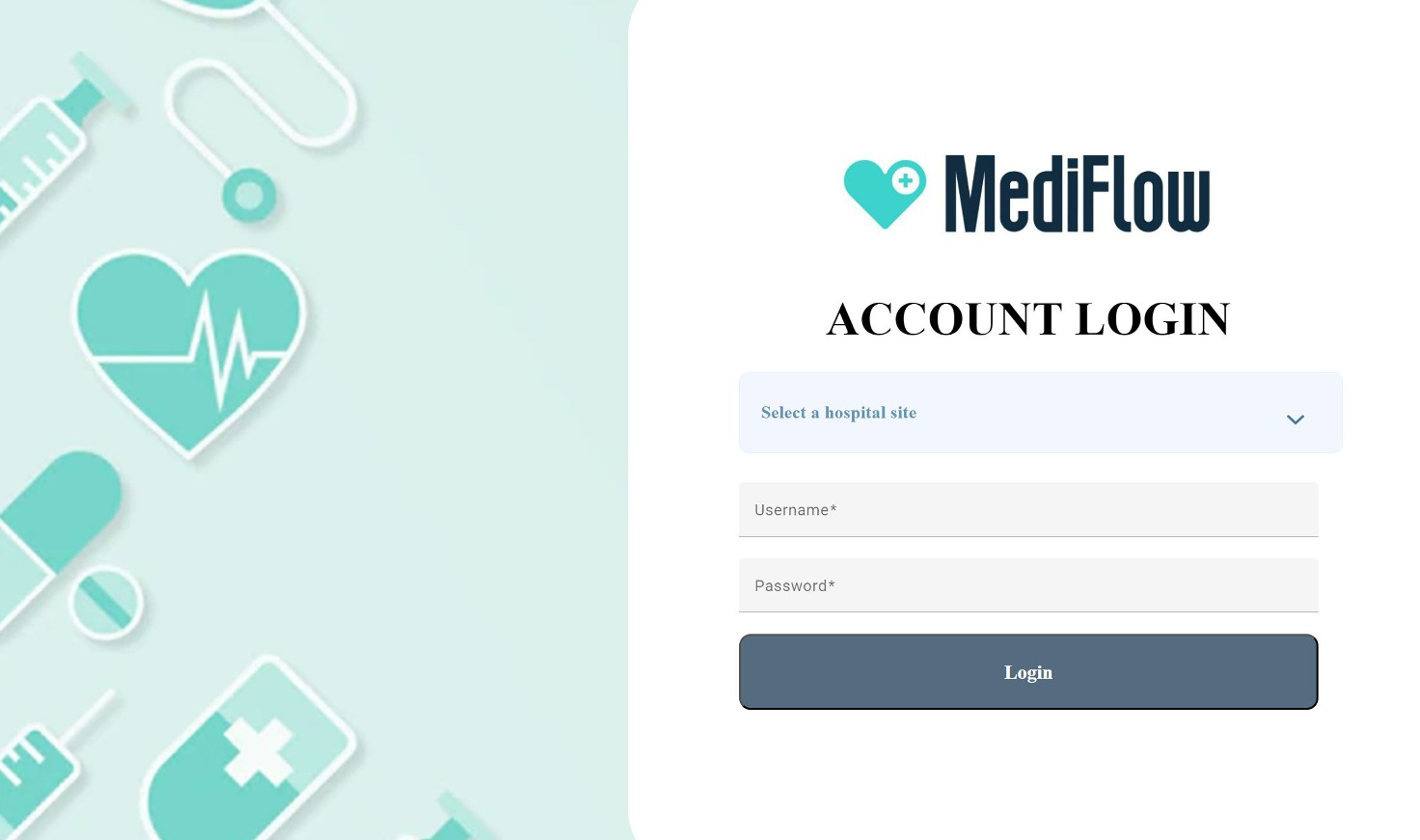 MediFlow Portal Login Screen